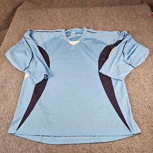 Kamazu Mens XXL Light Blue Navy Athletic Soccer Training‎ Jersey Long Sleeve XXL
